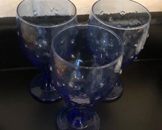 Kitchen Lot #3 Set of 3 Blue Glasses $2.00