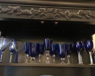 Kitchen Lot#30 Blue & Clear Glasses $15.00