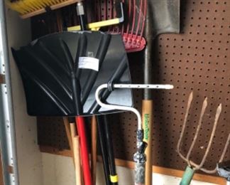 Garage Lot #80 Shovels, rakes, cutters, broom $15.00