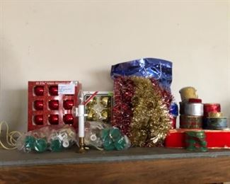 Garage Lot # 95 Christmas balls & ribbons $10.00