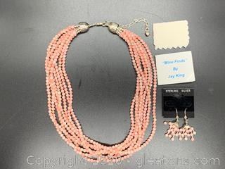 Jay King Coral Necklace and Earrings
