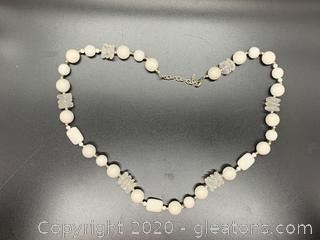 Sterling and White Jade Necklace