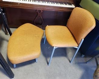 Orange chair and foot rest