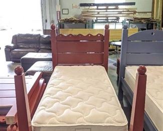 Juvenile Sized Red Complete Bed With Box Spring And Mattress