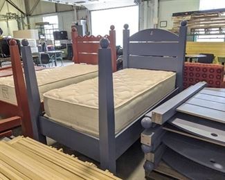 Juvenile Sized Blue Complete Bed With Box Spring And Mattress