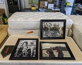 (4) Historical Decor Items, 3 Photographs 1 Wooden Plaque