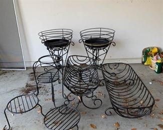 Black Rod Iron Style Planters And Stands https://ctbids.com/#!/description/share/373643