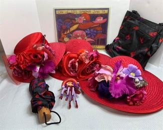 Red Hat Society Hats/Figurines/Umbrella https://ctbids.com/#!/description/share/373695