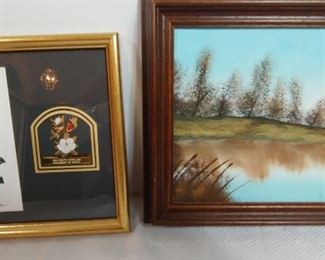 24k Gold on Solid Brass Ornament Decor & Lakeside Painting https://ctbids.com/#!/description/share/373758