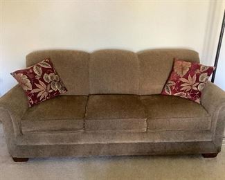 Lazy Boy Couch = $275.00 86" W X 38" D X 36" T Very good condition. Brown fabric