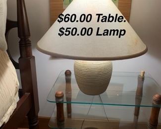 $50 Lamp 11” H base 
$60 24”L x 16” W x  22” H