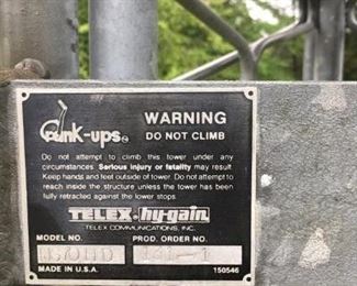 TELEX HAM RADIO CRANK UP TOWER ANTENNA