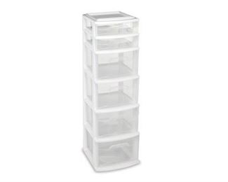 Homz 6-Drawer Medium Tower, White, Set of 1