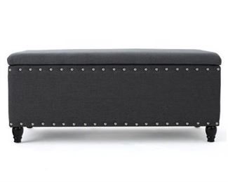 Christopher Knight Home Living Envy Oxford Grey Fabric Storage Ottoman, Charcoal