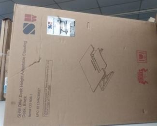 Shw Sit To Standing Height Adjustable Desk Converter Riser Workstation Black, not inspected outside of box