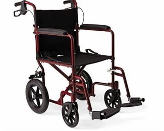 Medline Transport Wheelchair with Brakes, Red