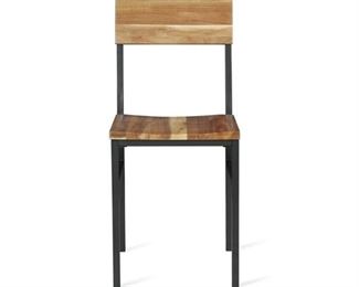 Novogratz Linden Wood and Metal Dining Chair, Natural, Gray (2-pack)