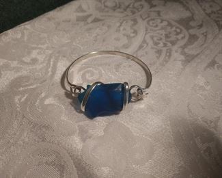 Sterling / sea glass bracelet $20