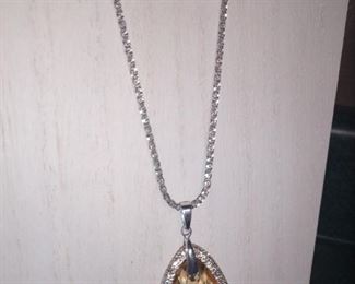 Sterling Silver necklace and Crystal pendent $22