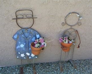 Item #22 - Pair of Garden Art Figures - Cute! Approx. 25" tall - Asking Price $30