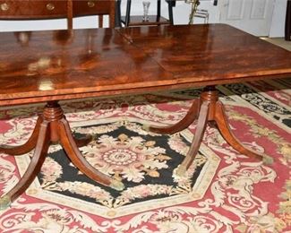 1. Regency Style Flame Mahogany Double Pedestal Dining Table