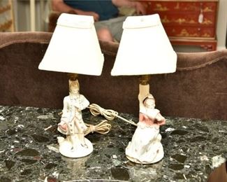 12. Pair Vintage Porcelain Figural Lamps