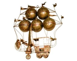 17. Mid Century Modern C. Jere Style Brass Hot Air Balloon Wall Sculpture