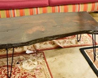 29. Oak Plank Top Table with WroughtIron Legs
