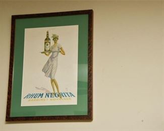 43. Vintage Rhum Negrita Bardinet Bordeaux Framed advertisement Poster