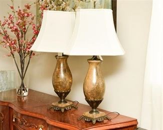 45. Pair of Metal and Marble Table Lamps