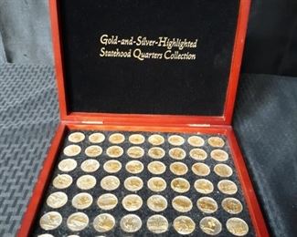 Gold and silver highlighted statehood quarters collection