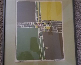 $40 Jane Voorhees signed Print MCM....Framed 16 x 19....exposed print 11 x 14...yellowed from age.