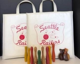 Vintage Bowling Cushions w 1970's marketing 