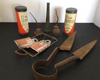 Hoffco Shoe dressing, oil cans and shears