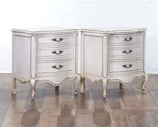 Pair White French Provincial Nightstands