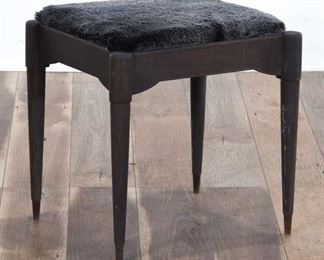 Mid Century Modern Taper Leg Stool W Shearling Seat