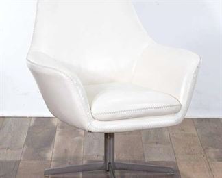 Contemporary White Mid Century Style Swivel Chair