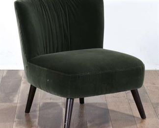 Contemporary Art Deco Green Pleated Back Slipper Chair