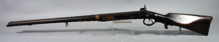 Antique Christian Korber Side-By-Side Percussion Cap Black Powder Shotgun, Silver Inlaid Engraving On Barrel & Stock, With Sling Rings