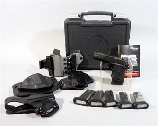 Sig Sauer P938 9mm PARA Pistol SN# 52E058834, With 6 Total Mags, 4 Holsters (See Description) And Paperwork, In Original Hard Case