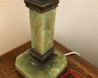 Antique Marble Desk Lamp with Cheetah Shade  $100.00  -  31" in height