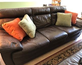 Natuzzi Editions Leather Sofa  $500.00  -  Chocolate brown  -  87" long x 37.5" in height x 36" in depth