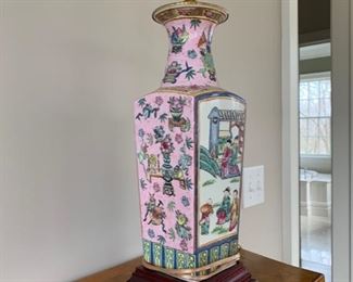 Tall pink Asian lamp.  $45