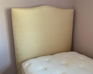 Twin headboard   And mattress. Yellow and lavender trim.  $250. If u expand pic you can see custom trim
  This is a fabulous deal.  I have another twin mattress too