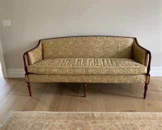 Silk sofa. Expensive fabric.   71 l x29 deep x 33 high.   $450. Reduced to $400