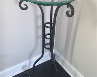 PENDING - B00B - Wrought Iron  Glass Top Table/Planter Stand - Qty 2 - $30 ea.