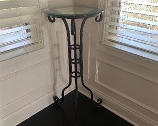  B00B - Wrought Iron  Glass Top Table/Planter Stand - Qty 2 - $30 ea.
