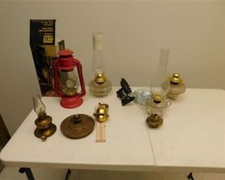 43. Grouping Various Antique Lamps and Lamp Parts