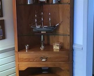 Oak corner curio cabinet.  $300