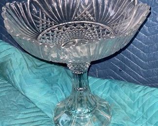 14" TALL LEAD CRYSTAL COMPOTE BOWL - $20